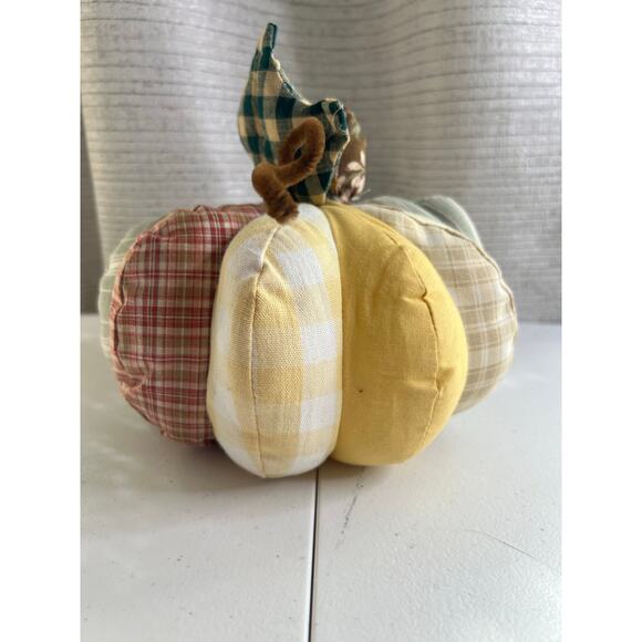 3 Fabric Handmade Fall Pumpkins 8x6 inch new condition Fall Winter Table Decore - Picture 3 of 11